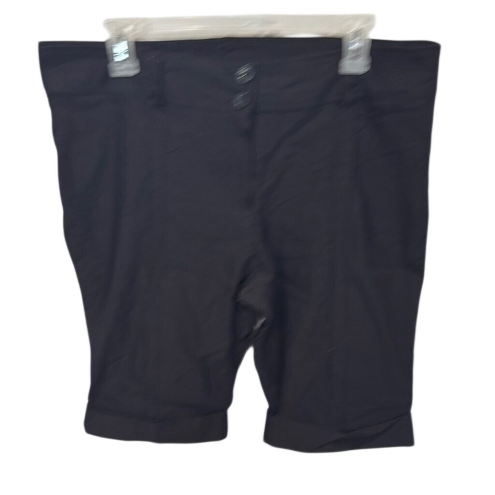 Ponny Tail USA Womens Black Bermuda Shorts Double Button Knee Length Size 16